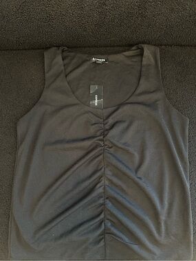 Express Ex Relaxed Shirred Crepe Tank